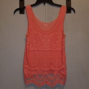 Coral Crochet Lace Tank Top